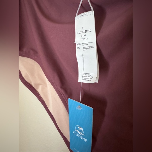 NWT Cupshe Mauve High waisted Two Piece Swimsuit | Size Large - Picture 7 of 14